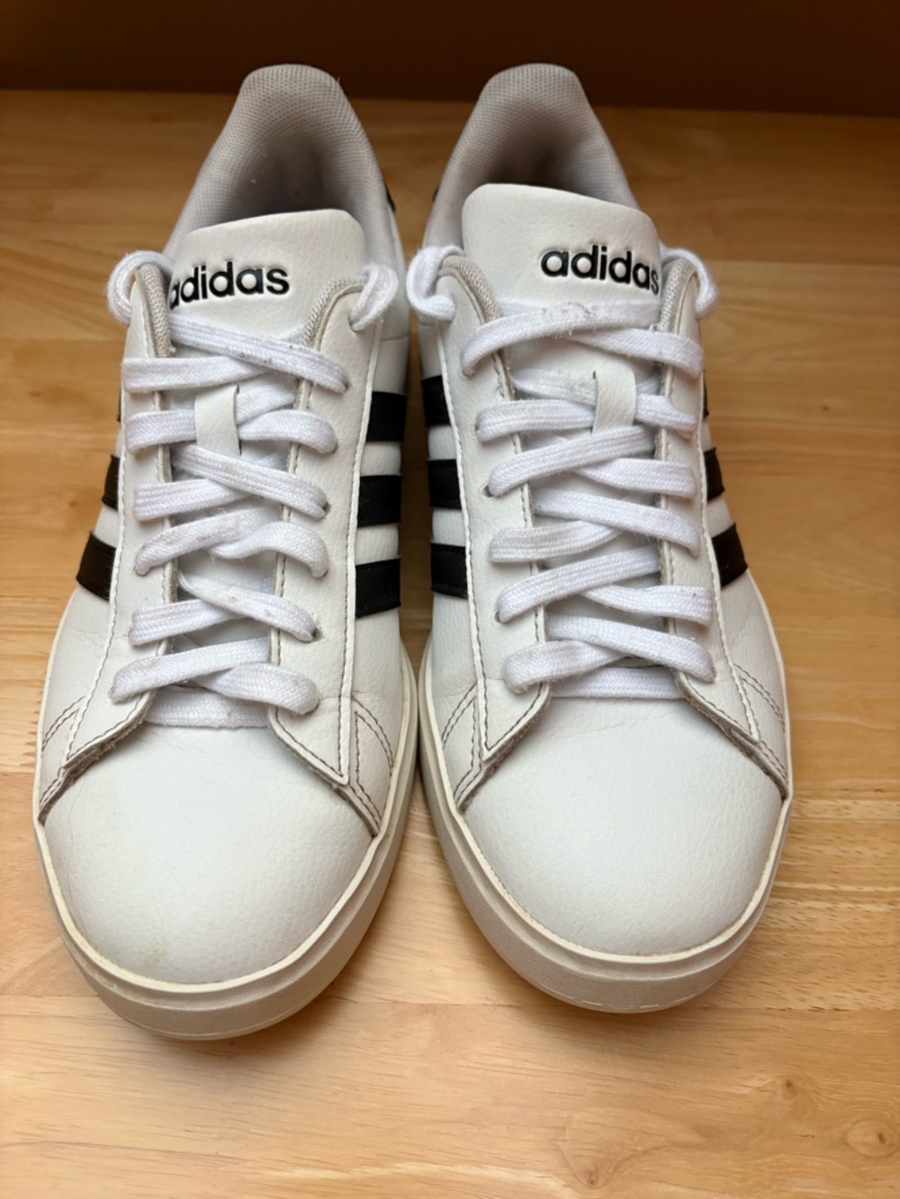 adidas Grand Court Cloudfoam White Sneakers Black Stripes | Sz 6.5 - Picture 3 of 14
